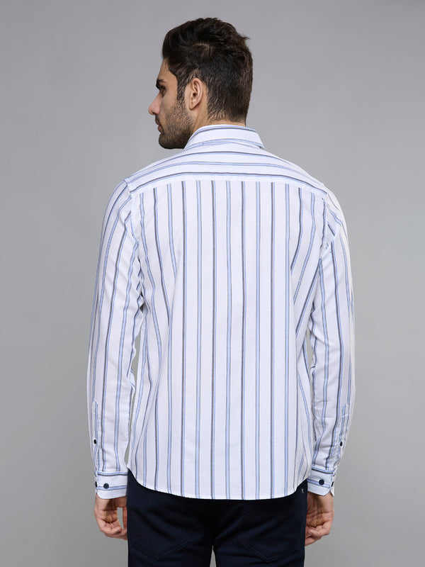 Men's Blue Stripe Slim Fit Shirts