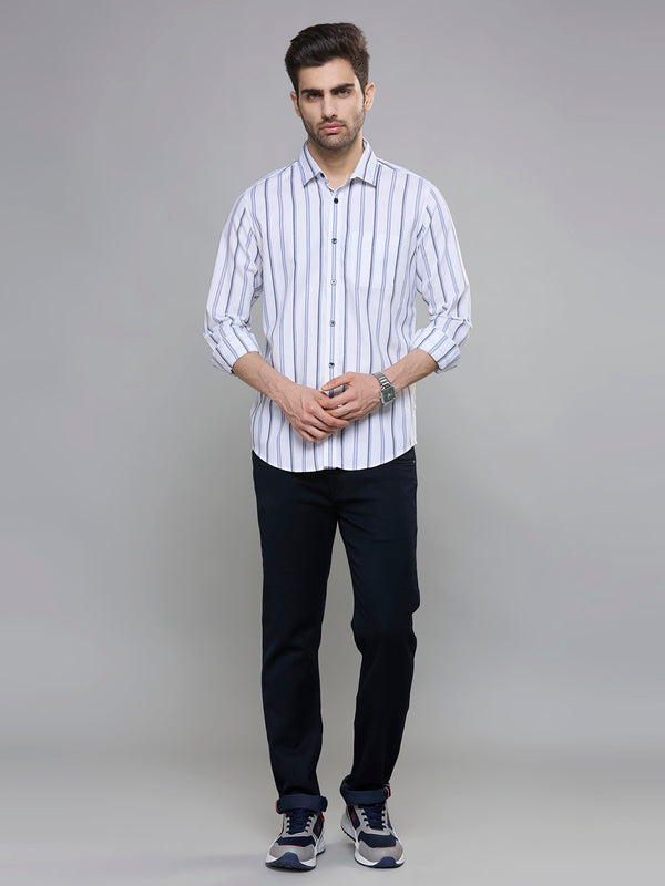 Men's Blue Stripe Slim Fit Shirts