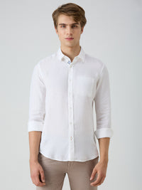 Men's White Solid Slim Fit Shirts