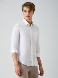 Men's White Solid Slim Fit Shirts