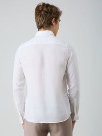 Men's White Solid Slim Fit Shirts