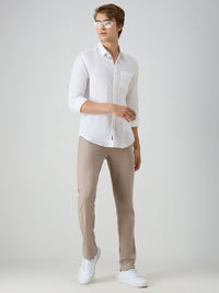 Men's White Solid Slim Fit Shirts