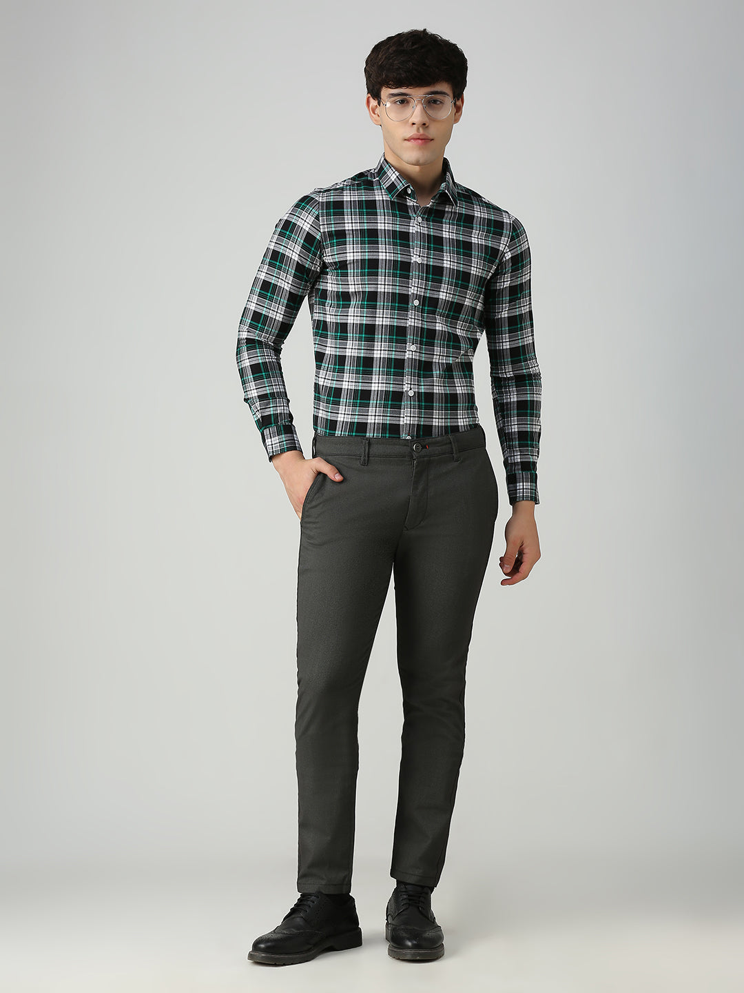 Men's Black Checks Slim Fit Shirts