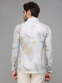Men's Olive Printed Slim Fit Shirts
