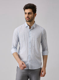 Men's Light Blue Printed Slim Fit Shirts