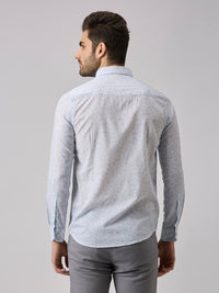 Men's Light Blue Printed Slim Fit Shirts