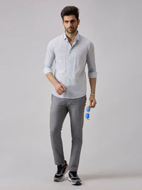 Men's Light Blue Printed Slim Fit Shirts