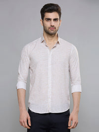 Men's Khaki Printed Slim Fit Shirts