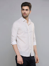 Men's Khaki Printed Slim Fit Shirts