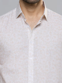 Men's Khaki Printed Slim Fit Shirts