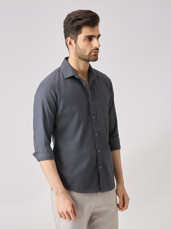 Men's Grey Solid Slim Fit Shirts