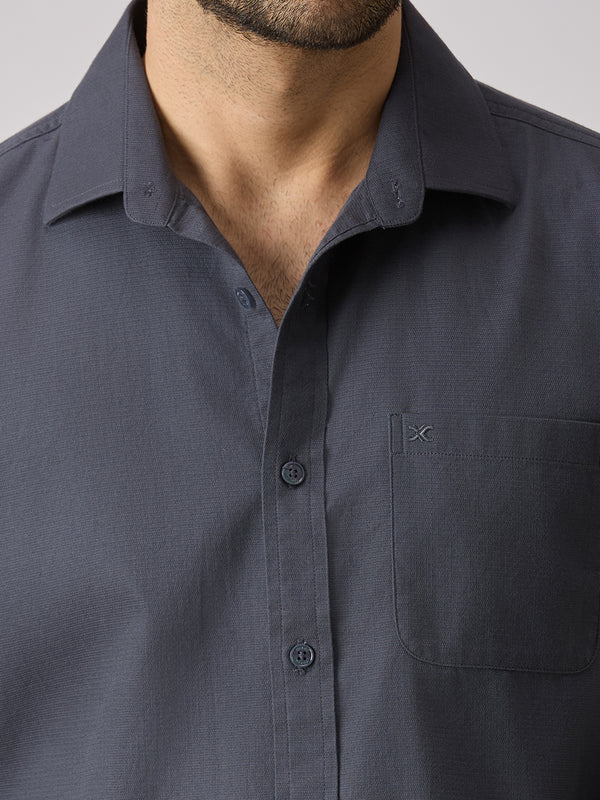 Men's Grey Solid Slim Fit Shirts