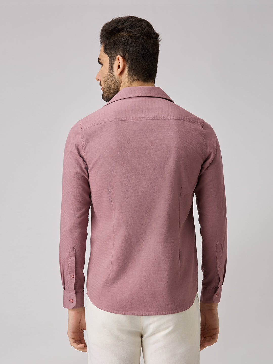 Men's Pink Solid Slim Fit Shirts
