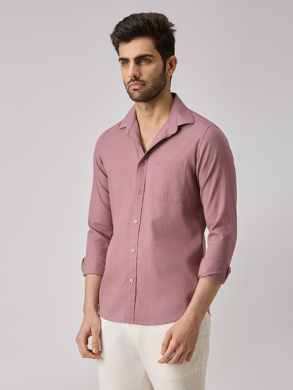 Men's Pink Solid Slim Fit Shirts
