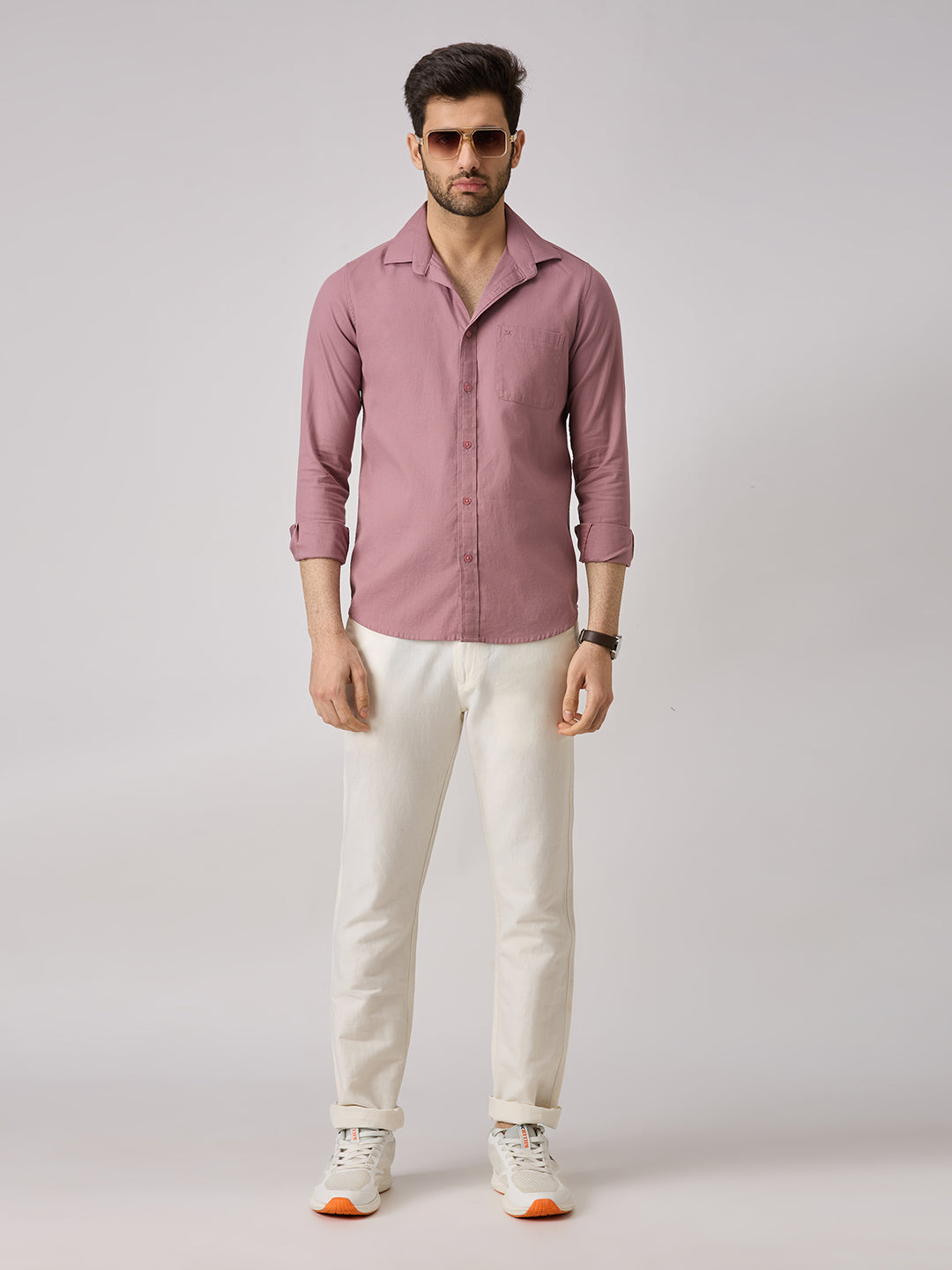 Men's Pink Solid Slim Fit Shirts