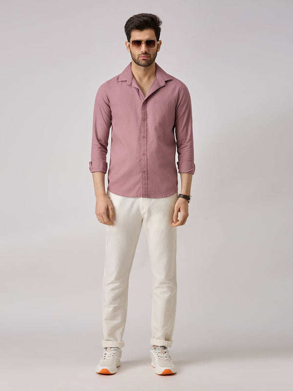 Men's Pink Solid Slim Fit Shirts