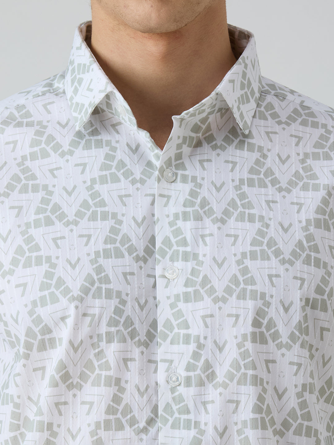 Men's Green Printed Slim Fit Shirts