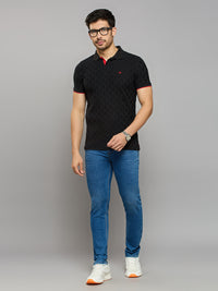Men's Black Printed Slim Fit T-Shirts
