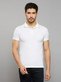 Men's White Printed Slim Fit T-Shirts