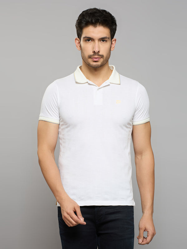 Men's White Printed Slim Fit T-Shirts
