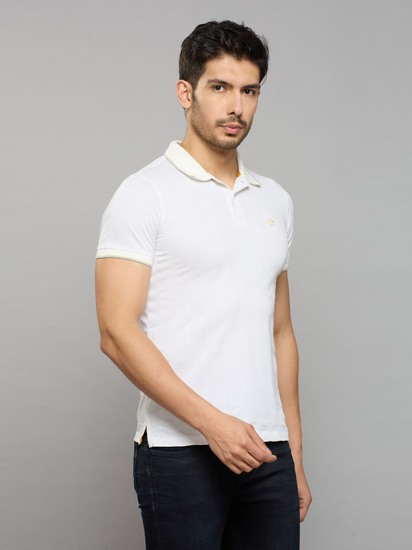Men's White Printed Slim Fit T-Shirts