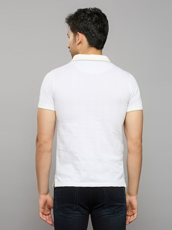 Men's White Printed Slim Fit T-Shirts