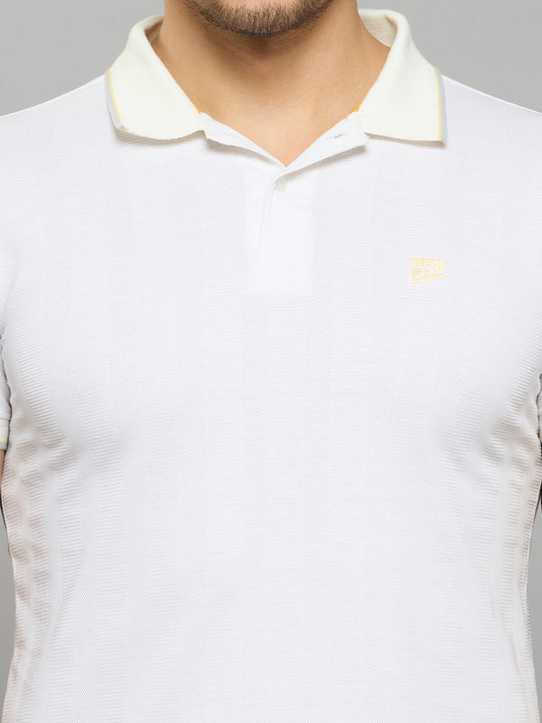 Men's White Printed Slim Fit T-Shirts