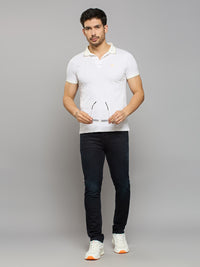 Men's White Printed Slim Fit T-Shirts