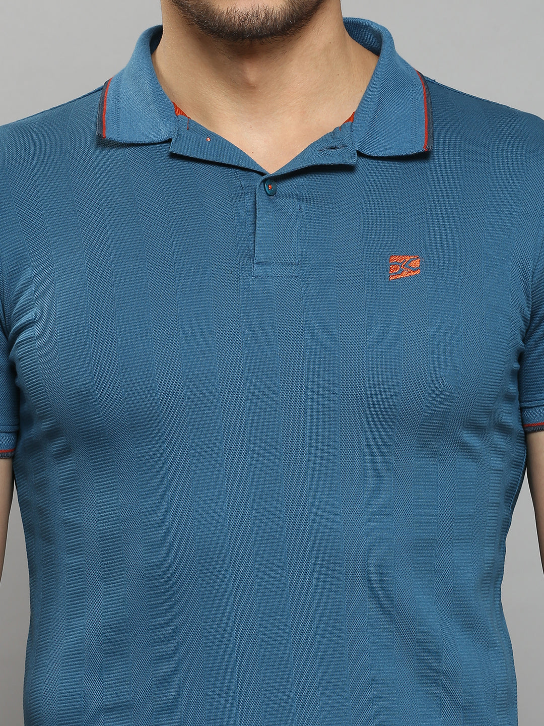 Men's Teal Blue Printed Slim Fit T-Shirts