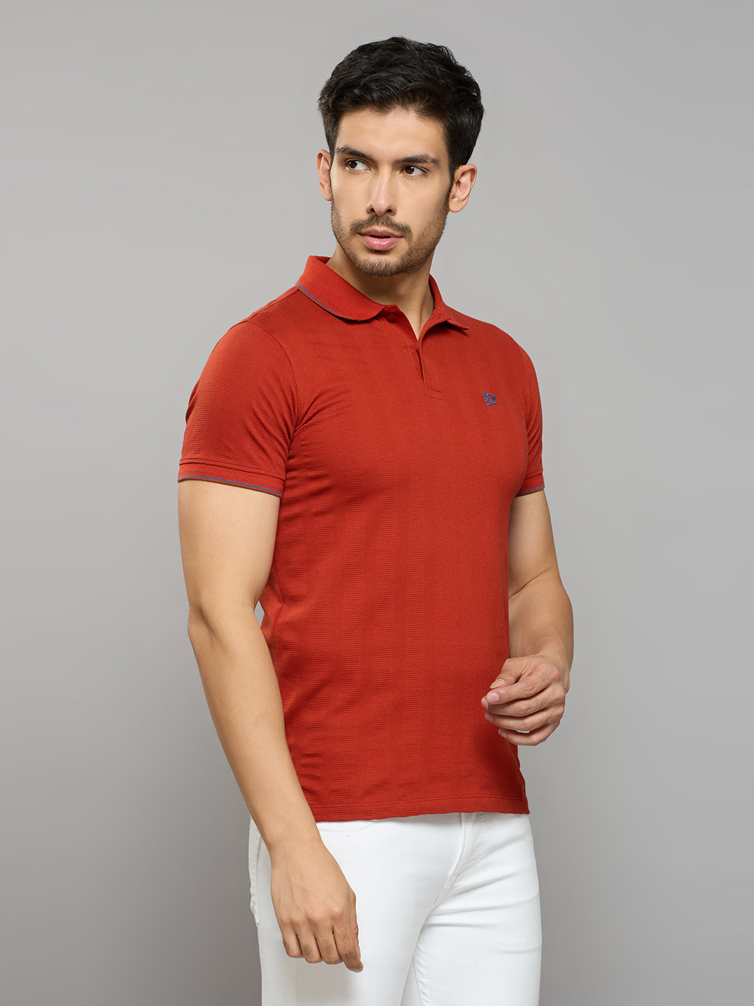 Men's Rust Printed Slim Fit T-Shirts