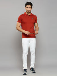 Men's Rust Printed Slim Fit T-Shirts