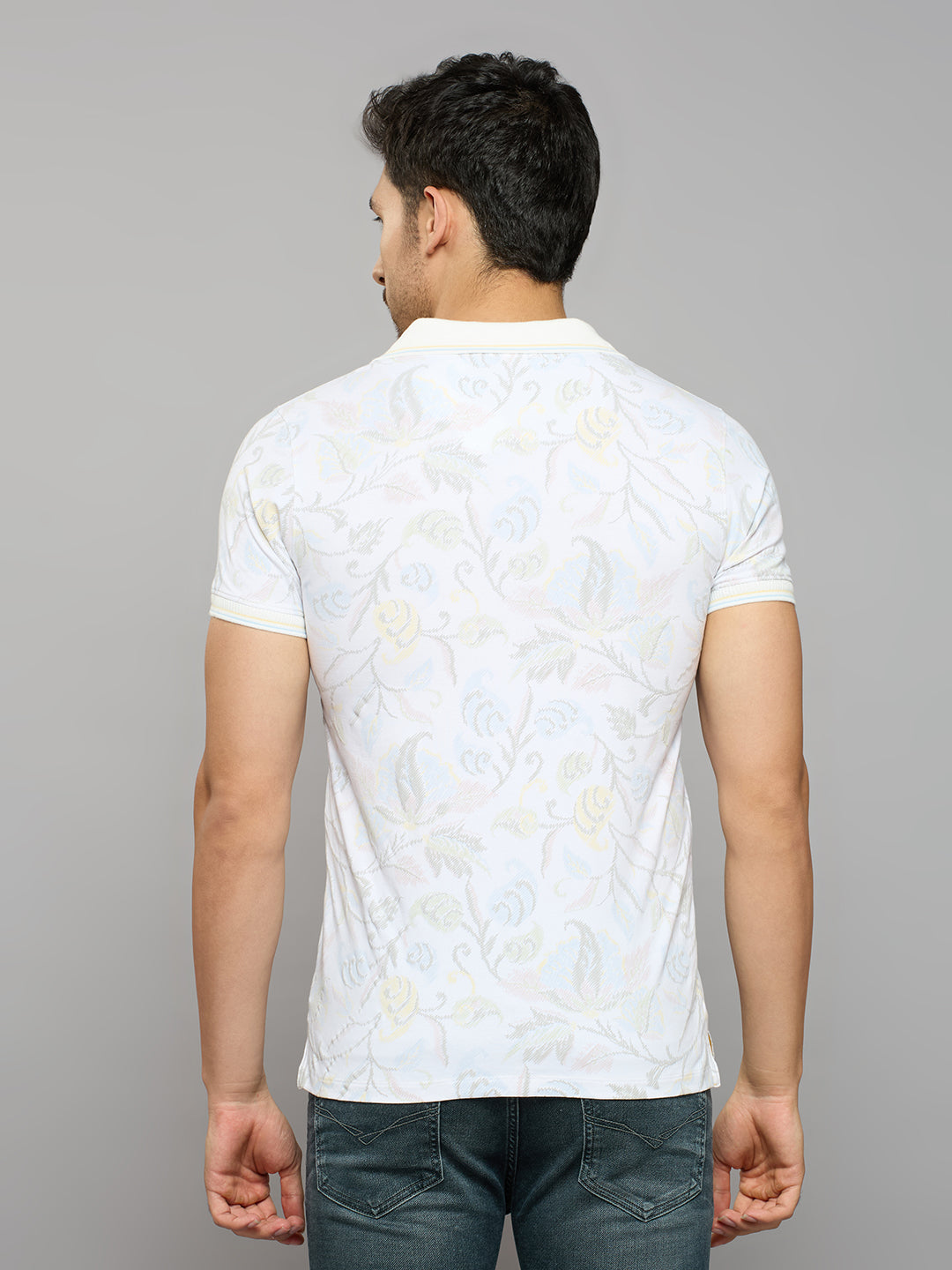 Men's White Printed Slim Fit T-Shirts