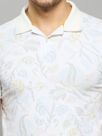 Men's White Printed Slim Fit T-Shirts