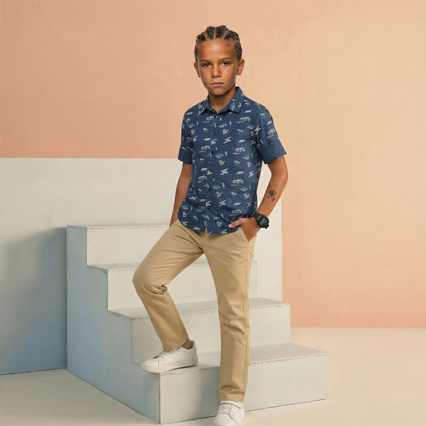 Kid's Blue Slim Fit Shirts