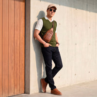 Killer Men V Neck Sleeveless Olive Sweaters