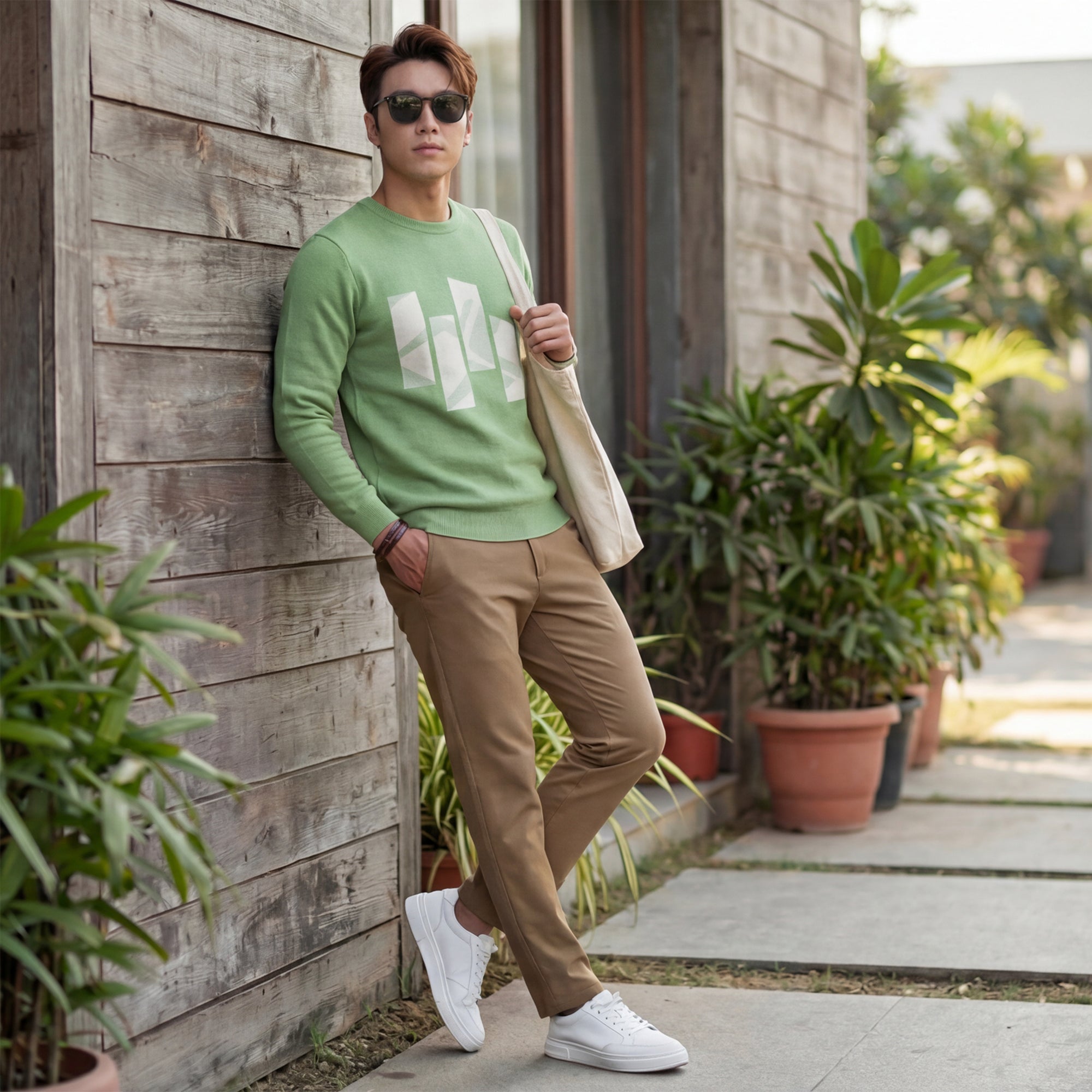 Killer Men Dark Khaki Ankle Fit Trousers