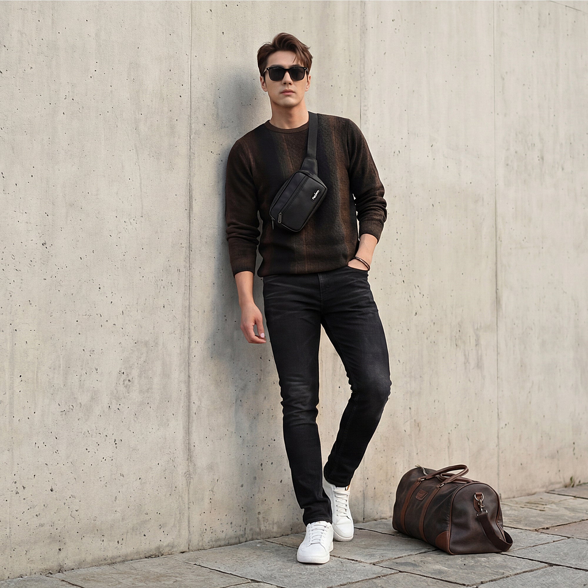 Killer Men Round Neck Navy Sweaters