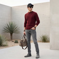 Killer Men High Neck Wine Sweaters