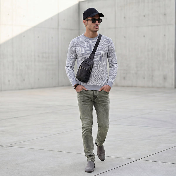 Killer Men Round Neck Grey Sweaters