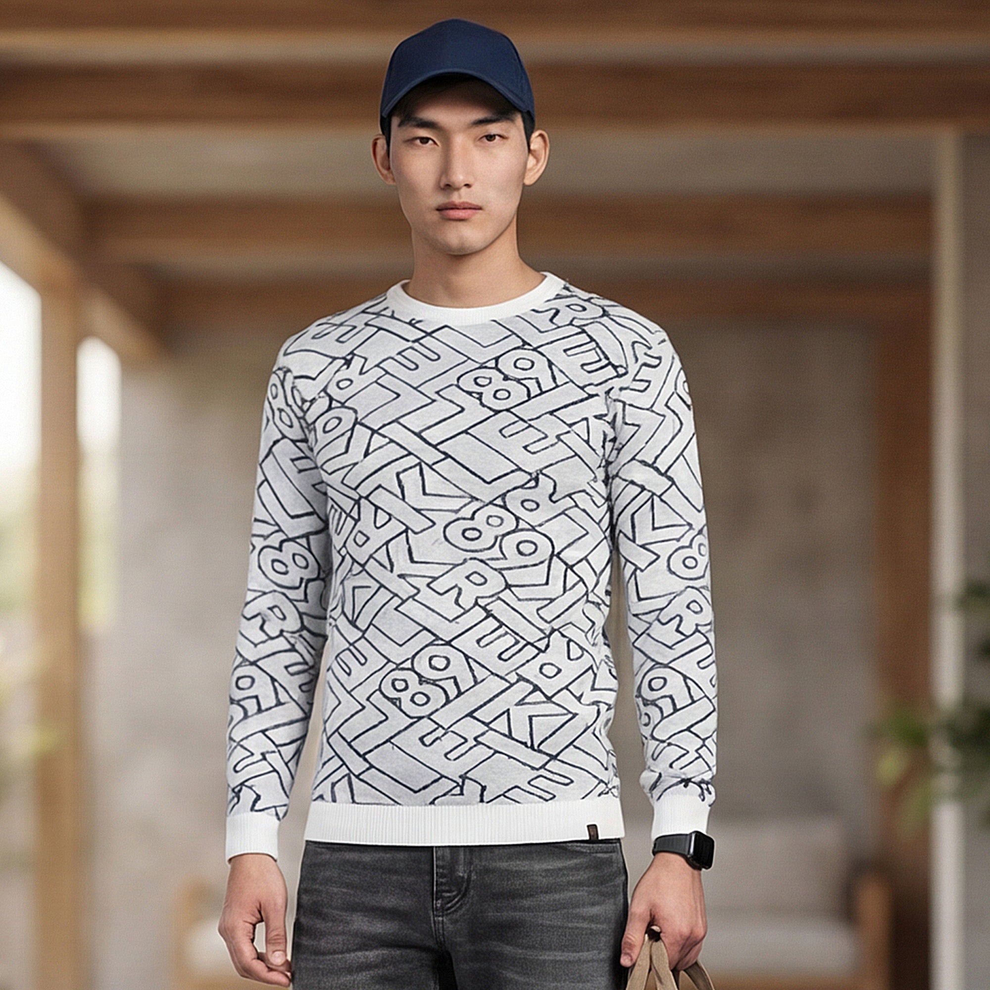 Killer Men Round Neck Off White Sweaters