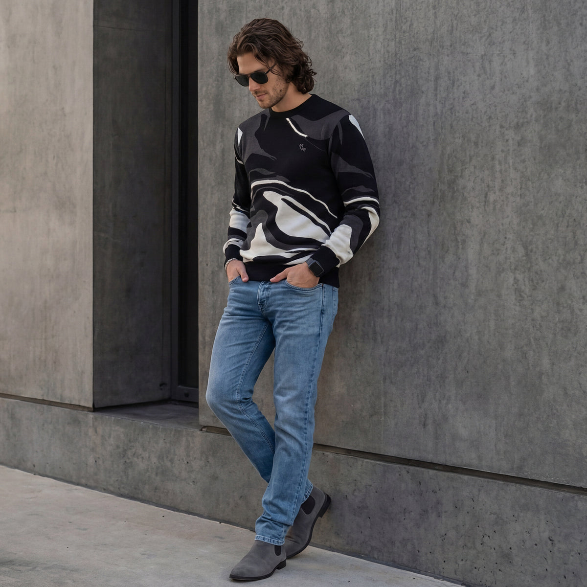 Killer Men Round Neck Balck Sweaters