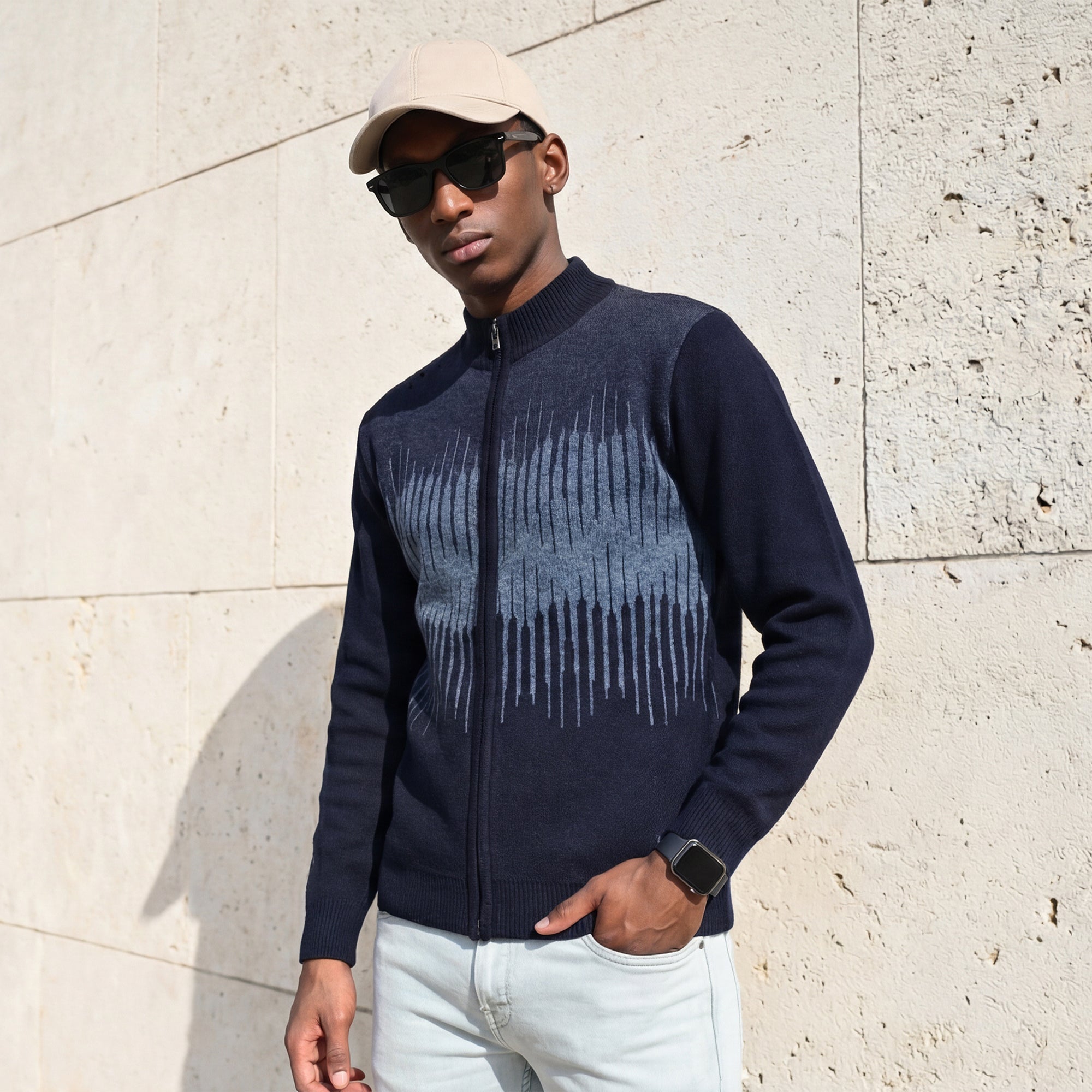 Killer Men Round Neck Navy Sweaters