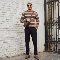Killer Men Round Neck Brown Sweaters