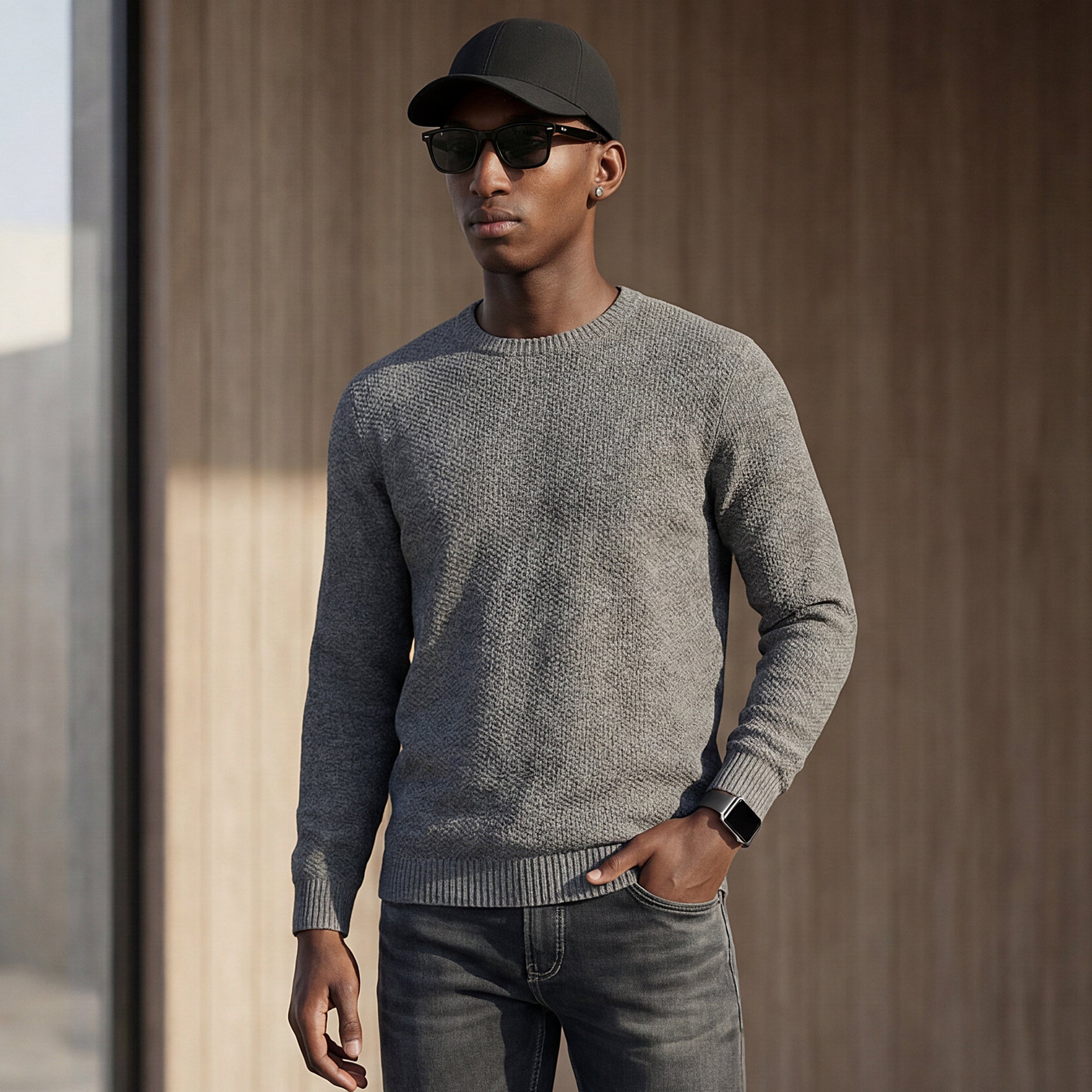 Killer Men Round Neck Grey Sweaters