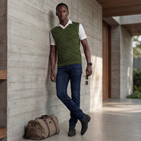 Killer Men V Neck Sleeveless Dark Olive Sweaters