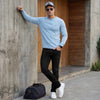 Killer Men Round Neck Light Blue Sweaters