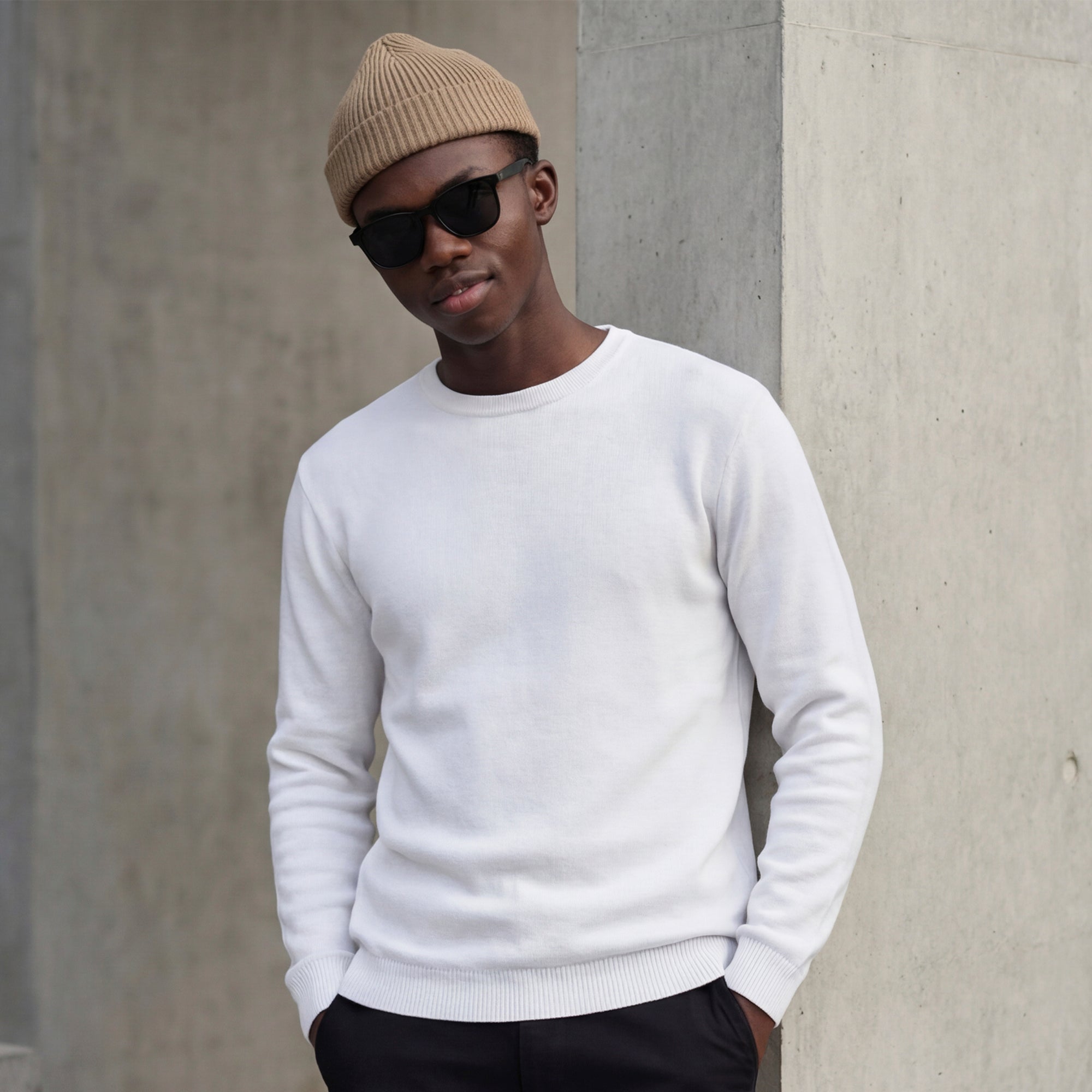 Killer Men Round Neck Light Grey Sweaters