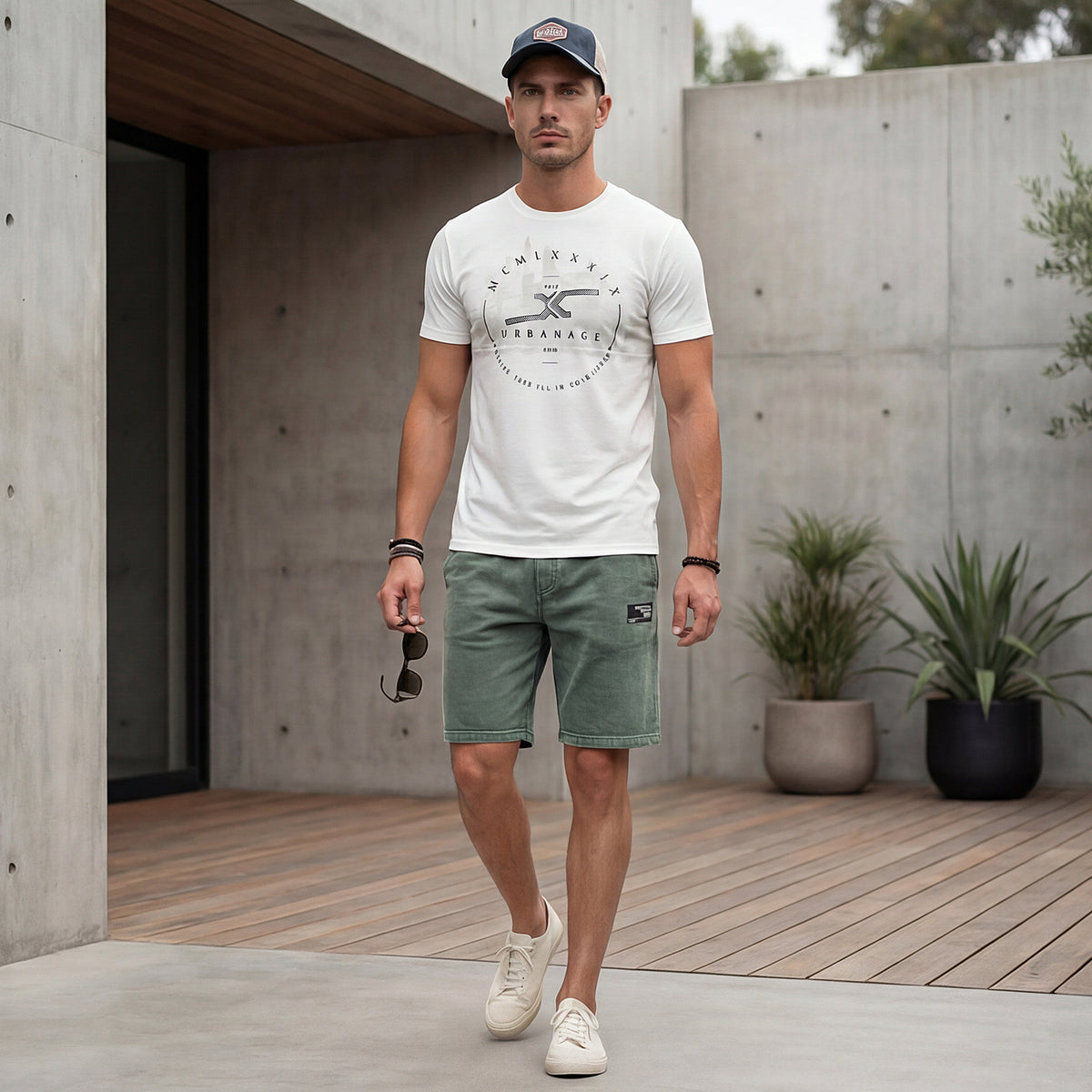 Killer Men Green Solid Shorts