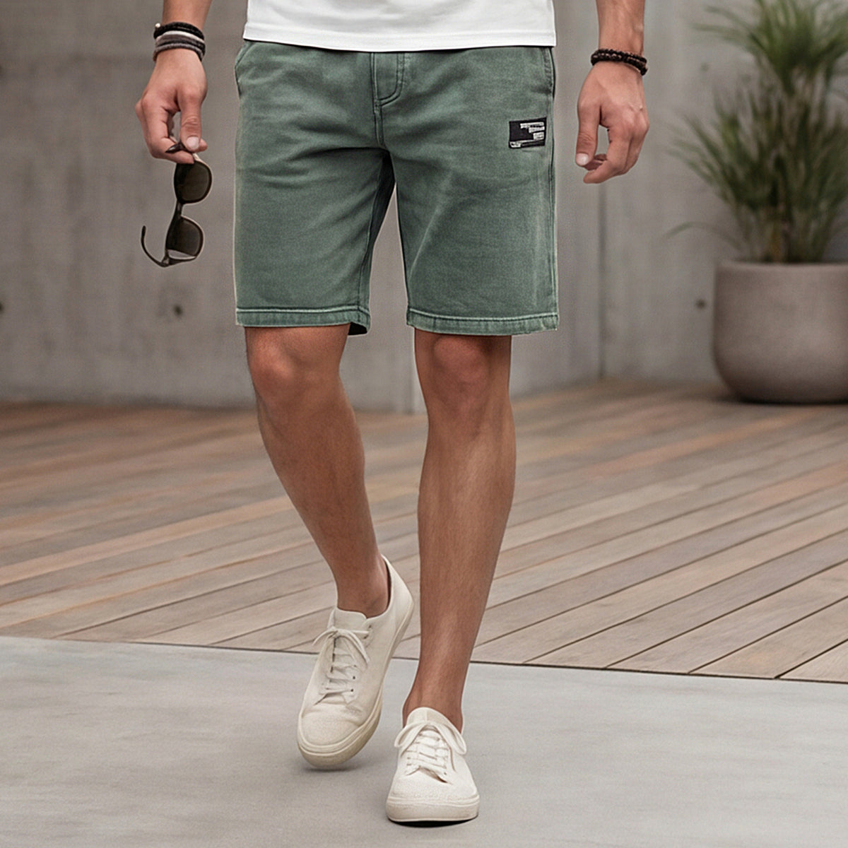 Killer Men Green Solid Shorts