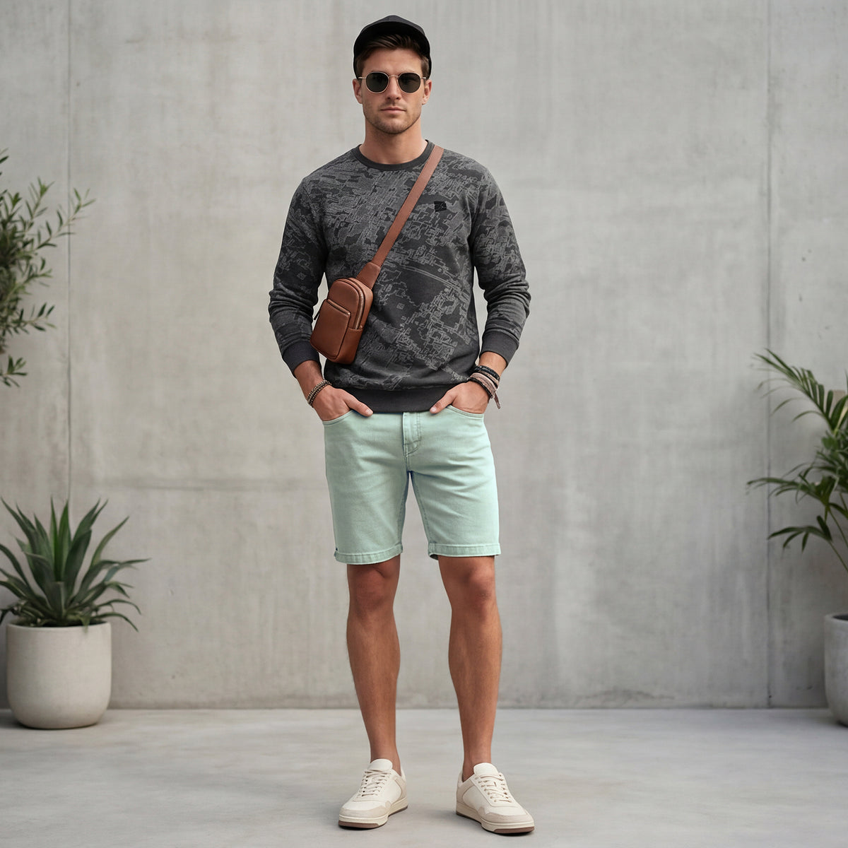 Killer Men Light Green Solid Shorts